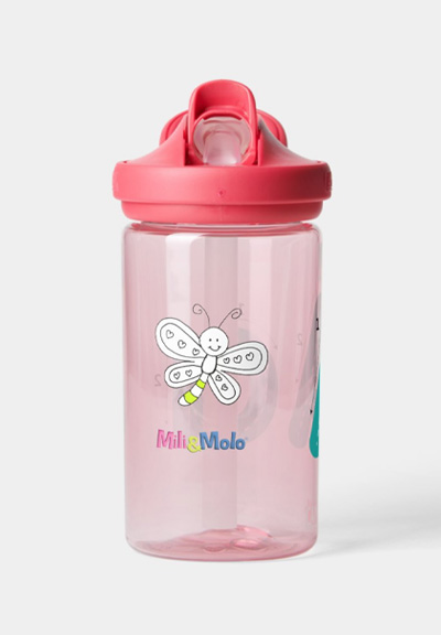 Girls Cute Pink Farm Tractor Kids School Water Bot